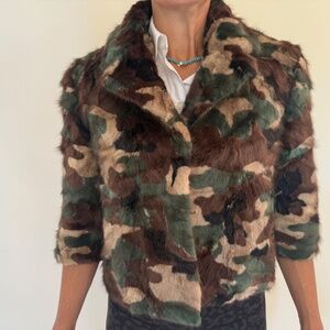 Real Mink Camo short jacket with 3/4 sleeves